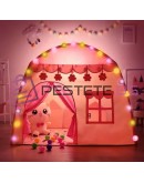 Детска палатка със светлини от памучни топки